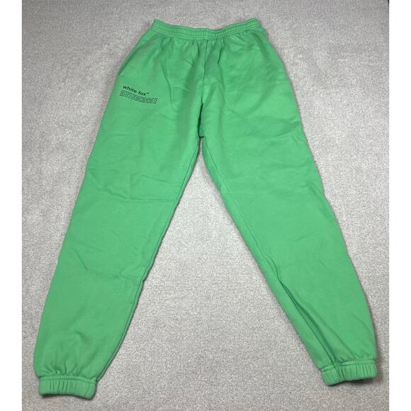 White Fox Green Small Sweatpants Casual Lounge Pants with Logo - Picture 2 of 12